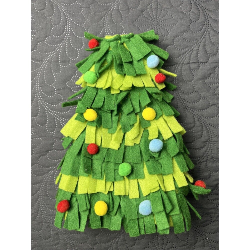 Food Network Felt Christmas Tree Themed Wine Bottle Cover Holiday Dinner Decor